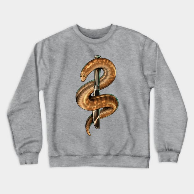 Snake and Dagger Tattoo Flash Crewneck Sweatshirt by Jugglingdino